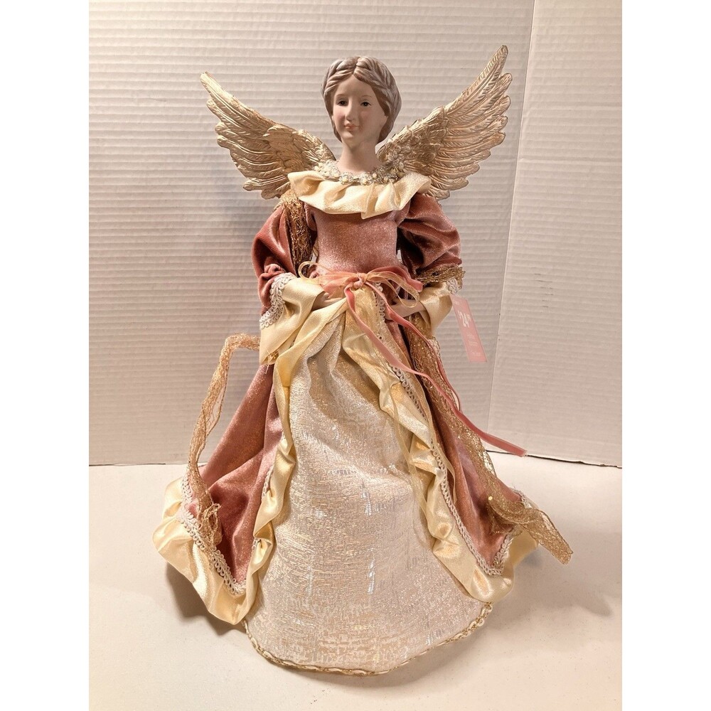 16” Angel Christmas Tree Topper Ceramic Face Retro Style Xmas Decor